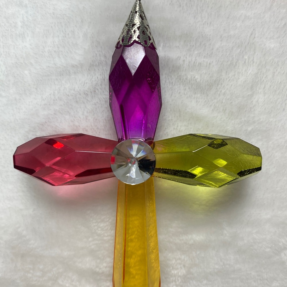 Multi Color Ganz Crystal Expressions Cross Christmas Ornament Suncatcher - Picture 3 of 13